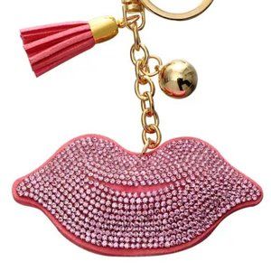 "PINK KISSY LIPS" HANDBAG JEWELRY CHARM PURSE GOLDEN PENDANT 44